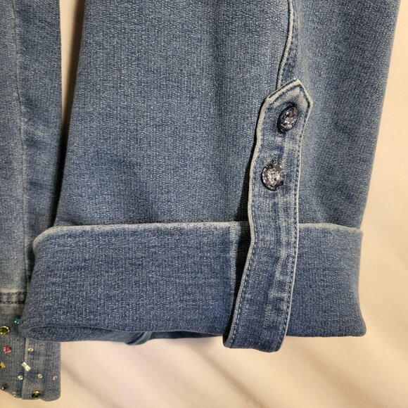 Dream Jeannes by Quacker Factory Woman's Pull On Capris Size Large Light Blue - Picture 11 of 14